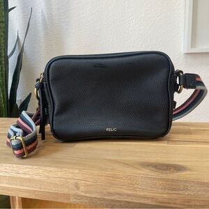 Fossil Relic Black Pebble Leather Crossbody Purse